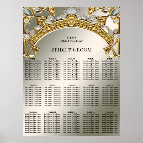 Gold Ornate White Floral Seating Chart