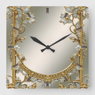 Gold Ornate White Floral Wall Clock