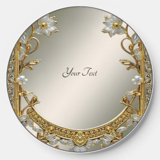 Gold Ornate White Floral Wireless Charger
