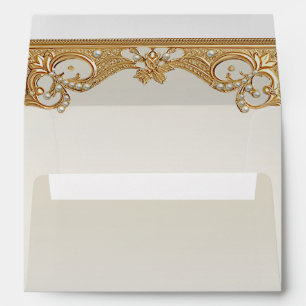 Gold Ornate White Pearls Envelope