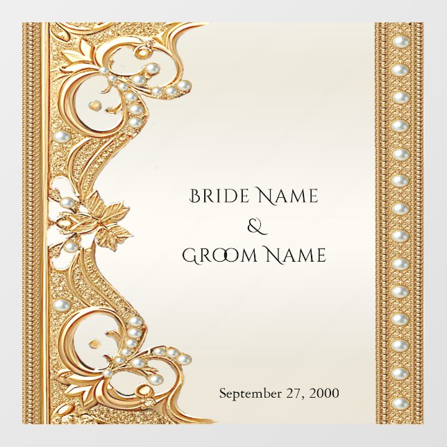 Gold Ornate White Pearls Floor Decal (Front)