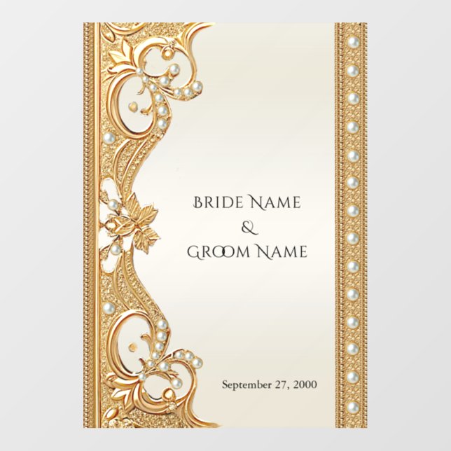 Gold Ornate White Pearls Floor Decal (Front)