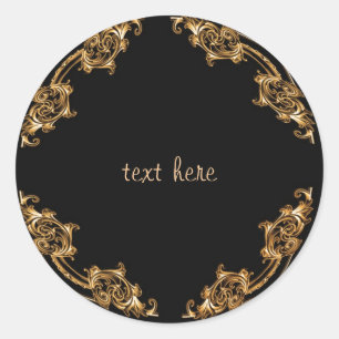 Gold ornatedesign classic design round sticker