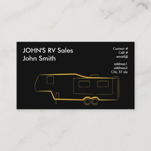 Gold outline 5th wheel trailer camper business card