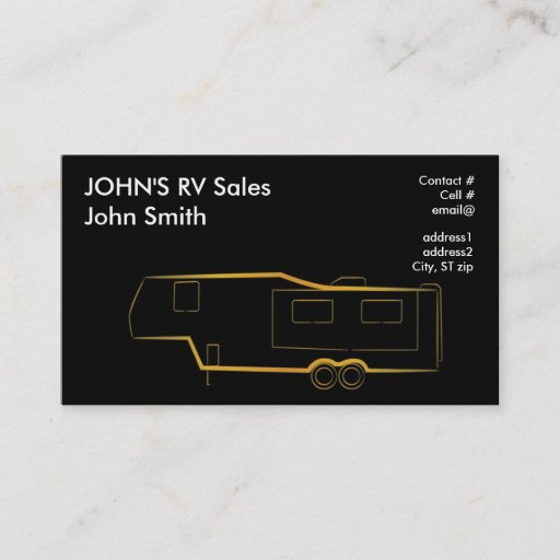 Customizable Gold outline 5th wheel trailer camper business card templates