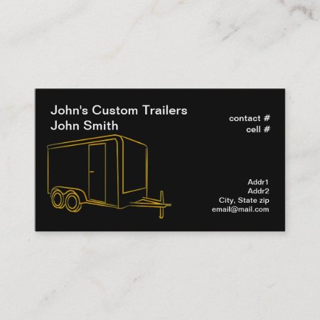 Gold Outline Cargo Trailer Business Card
