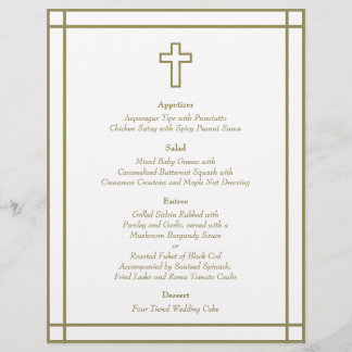 Gold Outline Cross Set Wedding Menu