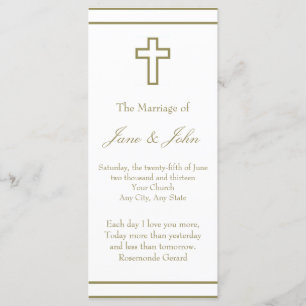 Gold Outline Cross Set Wedding Program