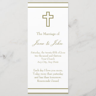 Gold Outline Cross Set Wedding Program