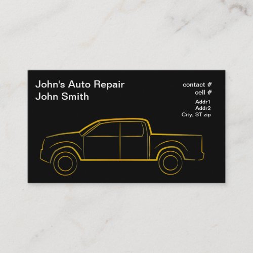 Gold outline four door pickup business card