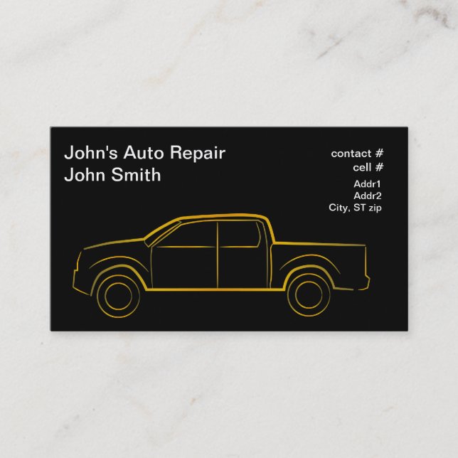 Gold outline four door pickup business card (Front)