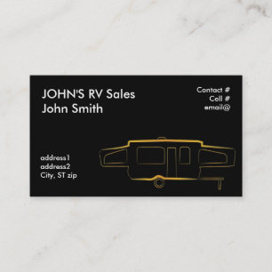 Gold outline pop up tent trailer business card
