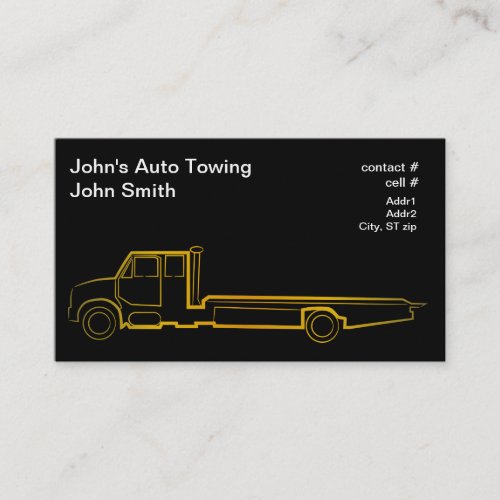 Gold outline rollback wrecker business card