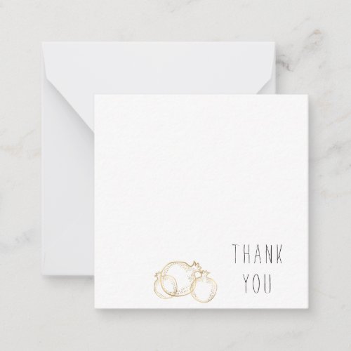 Gold Outlined Pomegranate Thank You Monogram Blank Note Card