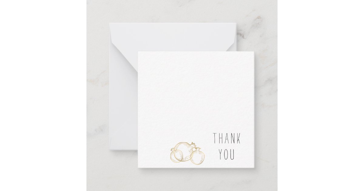 Gold Outlined Pomegranate Thank You Monogram Blank Note Card Zazzle