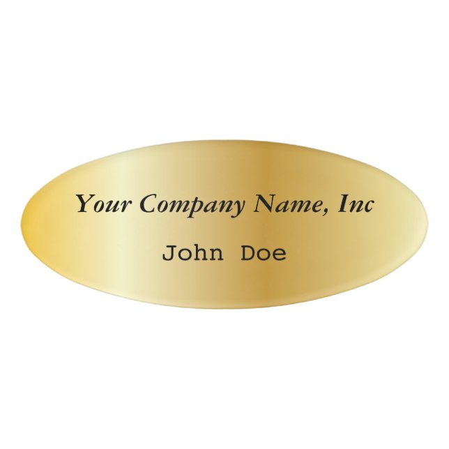 Gold Oval Employee Name Tag (Front)