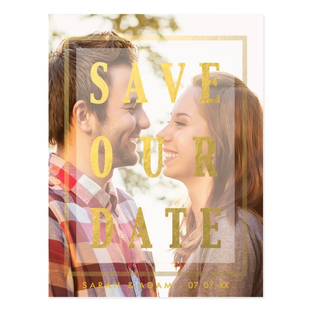 Gold Overlay | Save The Date Postcard