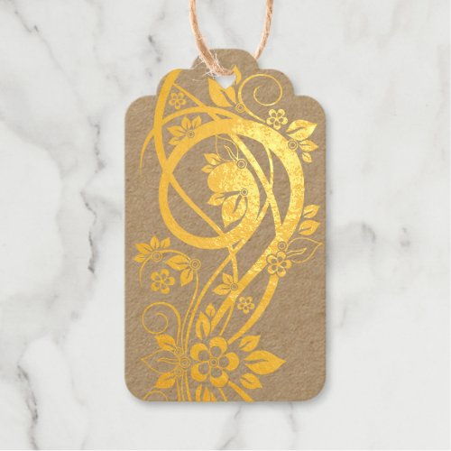 Gold Oversized Filigree  Faux Cutout Snowman Foil Gift Tags