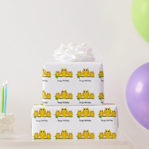 Gold Owls Design Birthday Gift Wrapping Paper