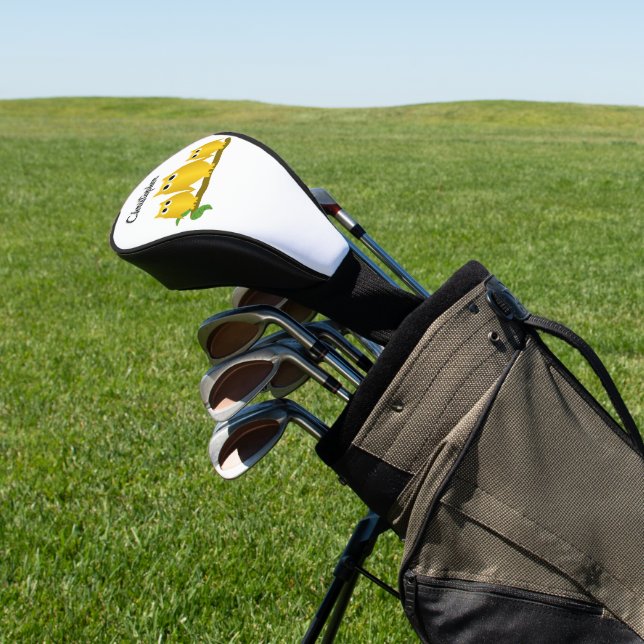Gold Owls Design Personalised Golf Head Cover (In Situ)