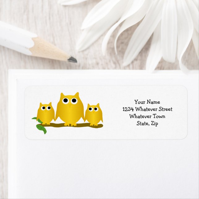 Gold Owls Design Return Address Label (Insitu)