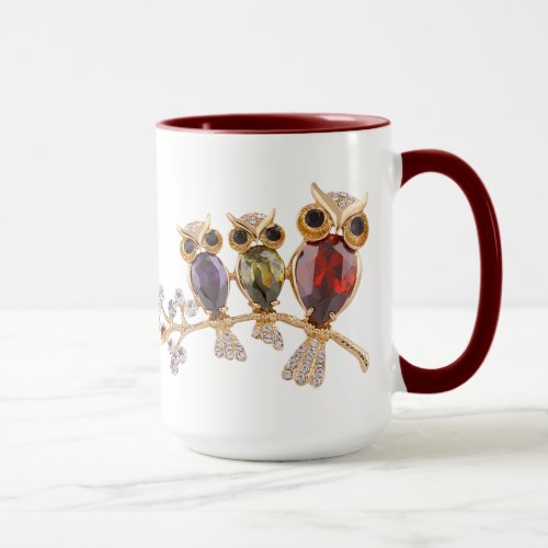 Gold Owls Jewels  Diamonds Mug