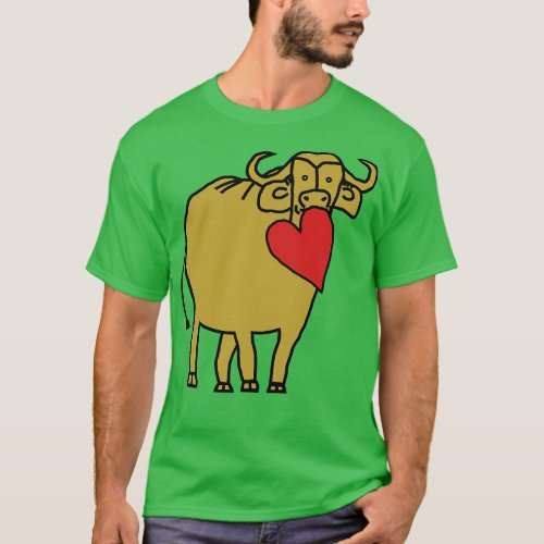 Gold Ox With Red Heart Valentine on Valentines Day T_Shirt