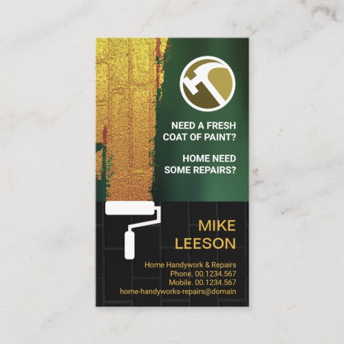 Gold Paint Brick Wall Handyman Painter Business Card