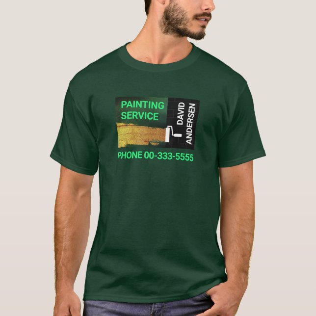 Gold Paint Brick Wall Handyman Painter T-Shirt (Front)
