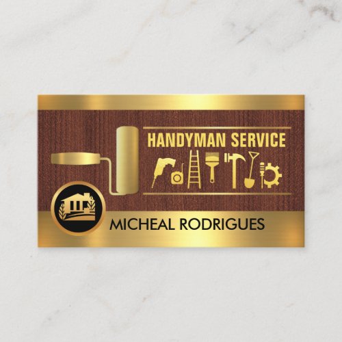Gold Paint Brush Handyman Tools Business Card