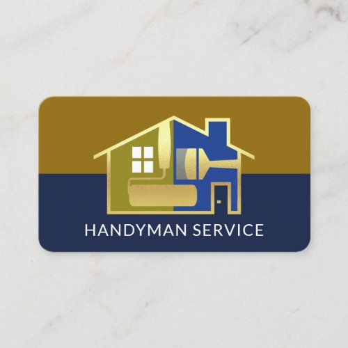 Gold Paint Brush Home Handyman Business Card