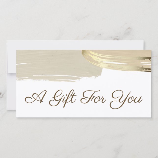 Gold Paint Brush Strokes Gift Certificate (Front)