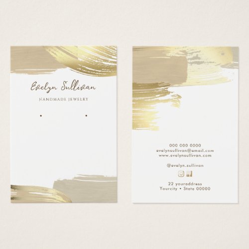 Gold paint brush strokes jewelry display card