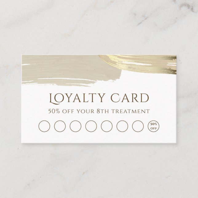 Gold Paint Brush Strokes loyalty card (Front)