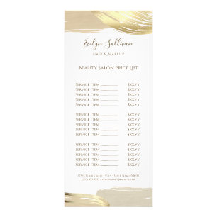 Gold paint brush strokes price list rack card