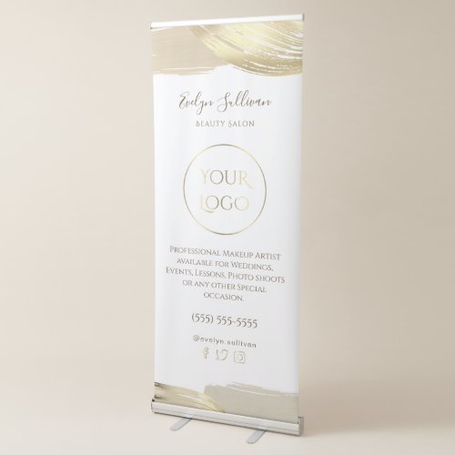 Gold Paint Brush Strokes Retractable Banner