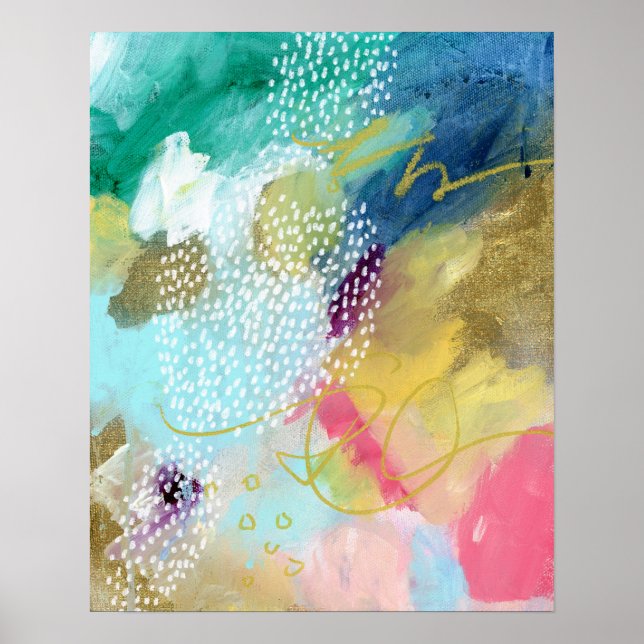 Gold paint dotted abstract poster (Front)