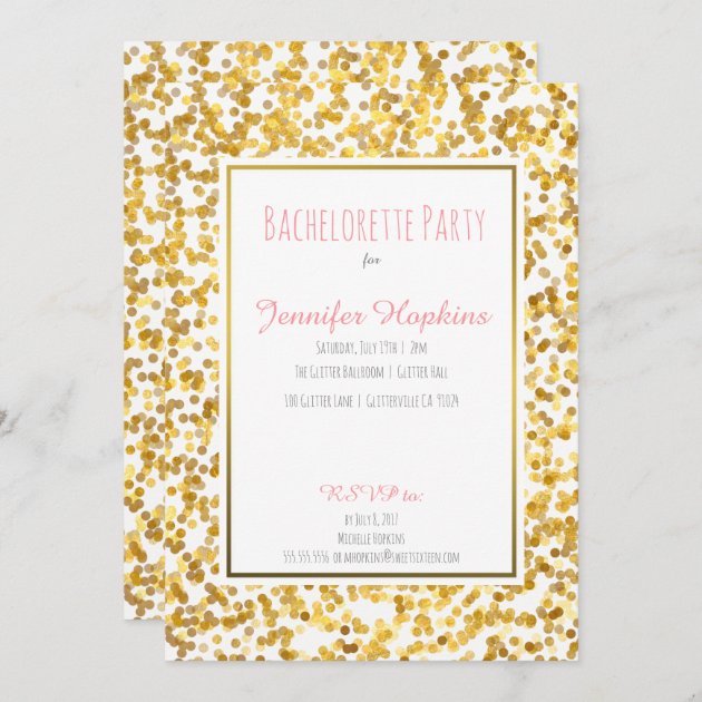 Gold Paint Polka Dots Party Invitations | Zazzle