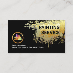 Gold Paint Splatter Painter Service Business Card