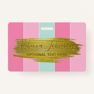 Gold Paint Stroke Colorful Stripes - Badge