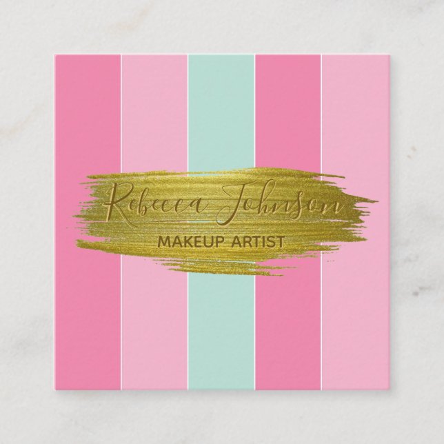 Gold Paint Stroke Colorful Stripes - Business Card (Front)