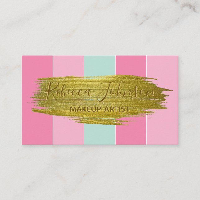 Gold Paint Stroke Colorful Stripes - Business Card (Front)