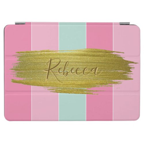 Gold Paint Stroke Colorful Stripes _ iPad Cover