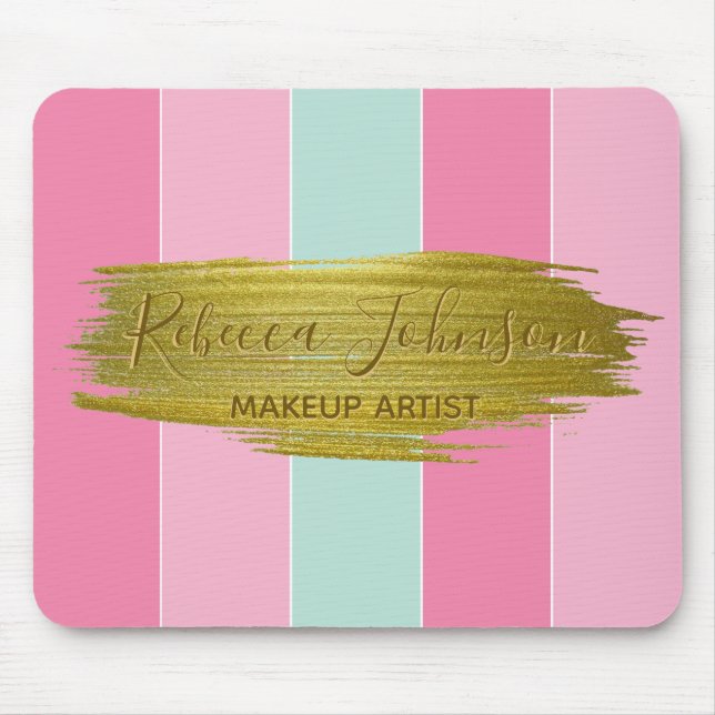 Gold Paint Stroke Colorful Stripes - Mousepad (Front)