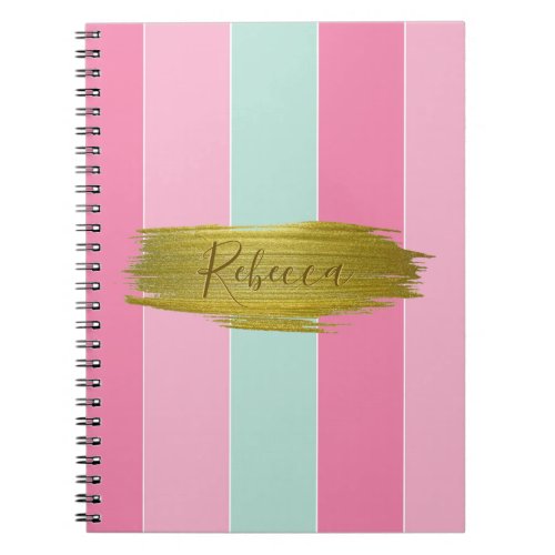 Gold Paint Stroke Colorful Stripes _ Notebook