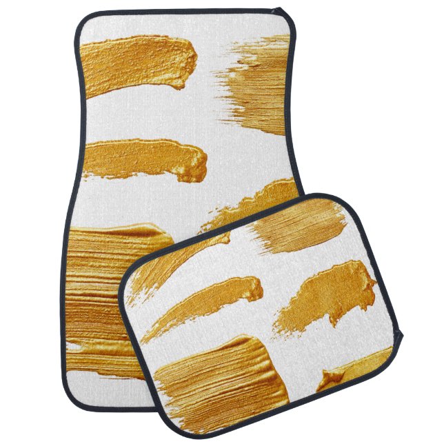Gold paint strokes thick paint gold car floor mat (Set)