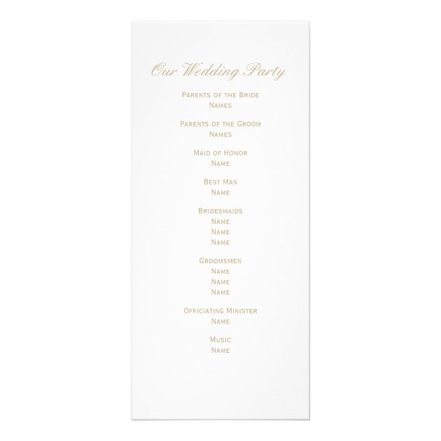 Gold Paint Swatch Wedding Program