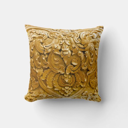 Gold paintedantique wood workvintageelegant throw pillow