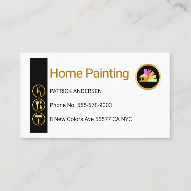 Gold Painting Icons On Vertical Wall Business Card (Front)