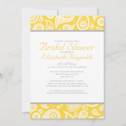 Gold Paisley Bridal Shower Invitations
